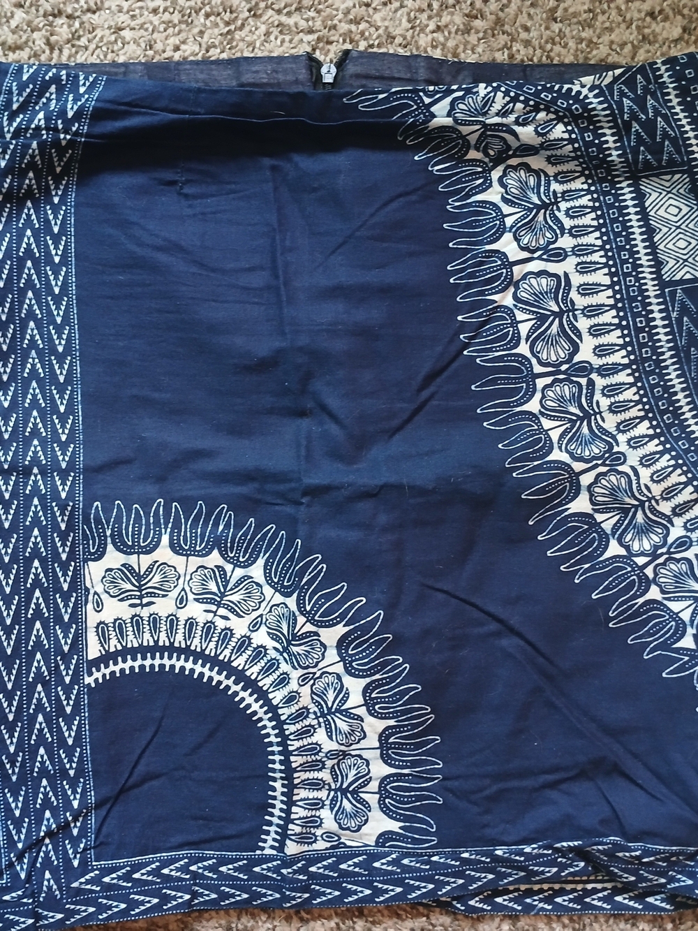 Navy Blue Dashiki-inspired WaxPrint Midi Skirt